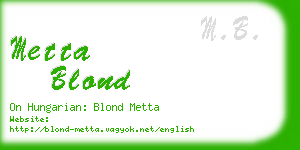 metta blond business card